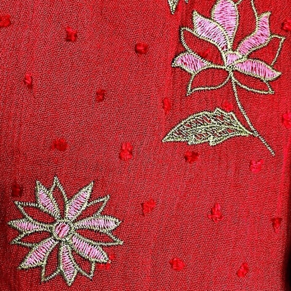 Anthropologie Skies Are Blue Red Floral Peasant Top - Picture 8 of 13